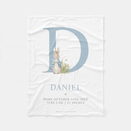 Peter Rabbit | Personalisierter Buchstabe D Fleecedecke (Vorderseite)