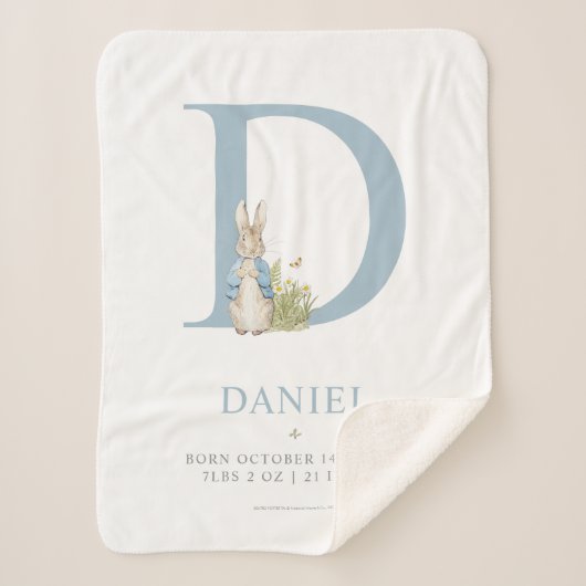 Peter Rabbit | Personalisierter Buchstabe D Sherpadecke (Vorderseite)