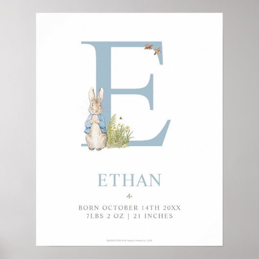Peter Rabbit | Personalisierter Buchstabe E Poster (Vorne)