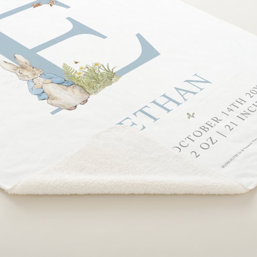 Peter Rabbit | Personalisierter Buchstabe E Sherpadecke (3/4)