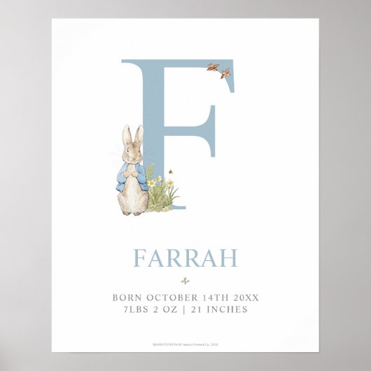 Peter Rabbit | Personalisierter Buchstabe F Poster (Vorne)