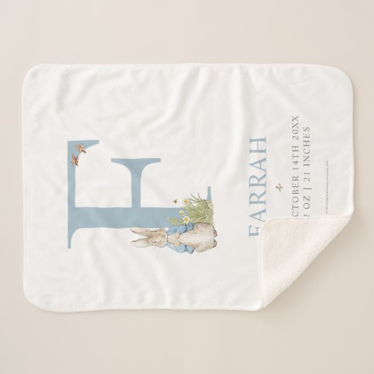 Peter Rabbit | Personalisierter Buchstabe F Sherpadecke (Vorderseite (Horizontal))
