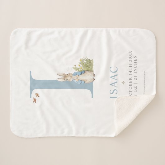Peter Rabbit | Personalisierter Buchstabe I Sherpadecke (Vorderseite (Horizontal))