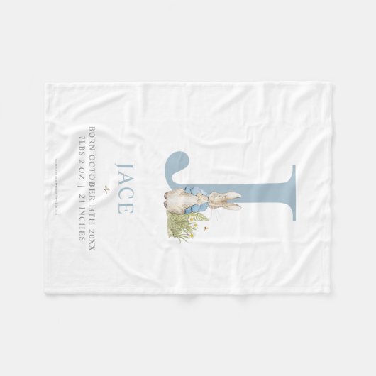 Peter Rabbit | Personalisierter Buchstabe J Fleecedecke (Vorderseite (Horizontal))