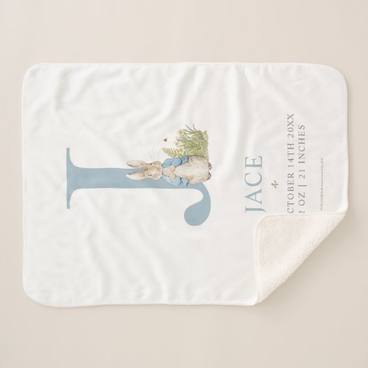 Peter Rabbit | Personalisierter Buchstabe J Sherpadecke (Vorderseite (Horizontal))