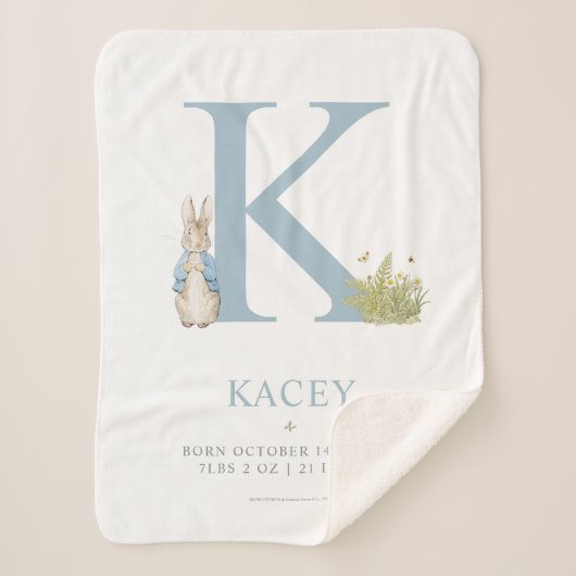 Peter Rabbit | Personalisierter Buchstabe K Sherpadecke (Vorderseite)