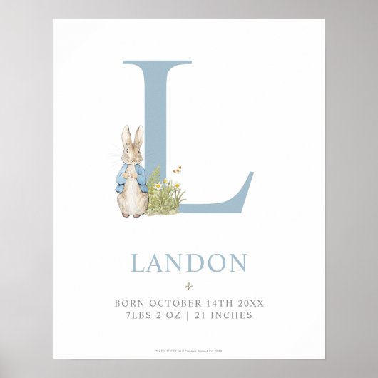 Peter Rabbit | Personalisierter Buchstabe L Poster (Vorne)