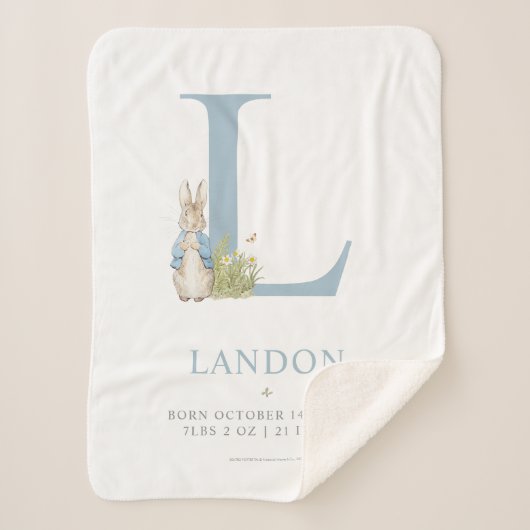 Peter Rabbit | Personalisierter Buchstabe L Sherpadecke (Vorderseite)
