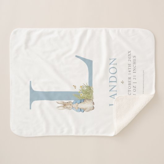 Peter Rabbit | Personalisierter Buchstabe L Sherpadecke (Vorderseite (Horizontal))