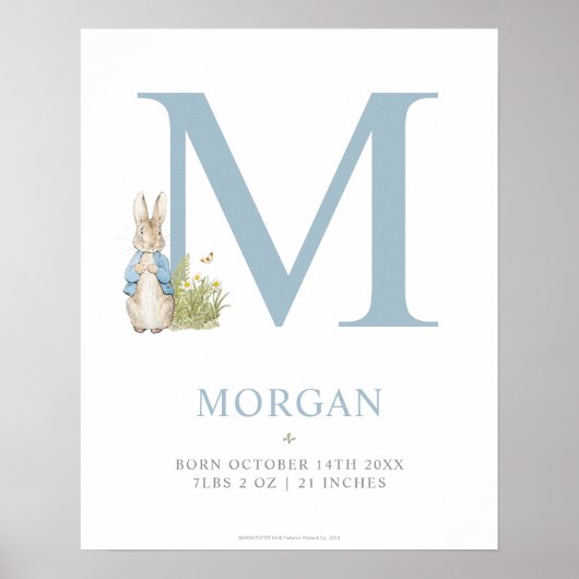 Peter Rabbit | Personalisierter Buchstabe M Poster (Vorne)