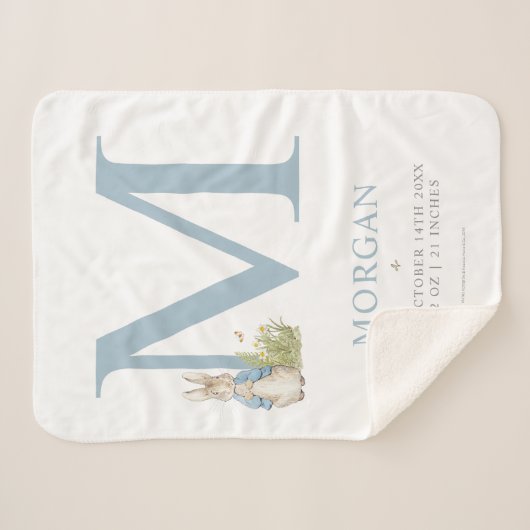 Peter Rabbit | Personalisierter Buchstabe M Sherpadecke (Vorderseite (Horizontal))