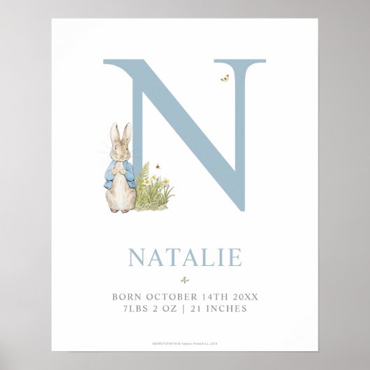Peter Rabbit | Personalisierter Buchstabe N Poster (Vorne)