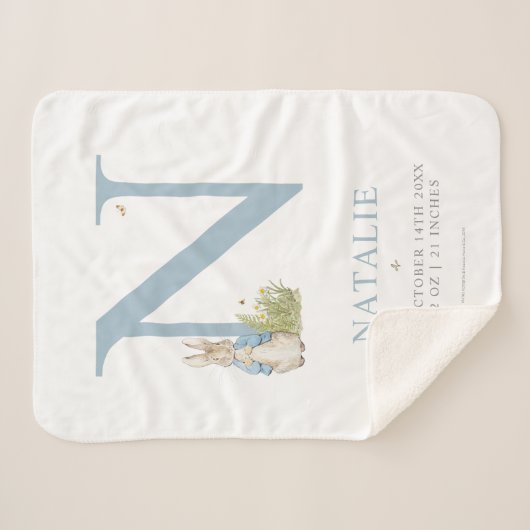Peter Rabbit | Personalisierter Buchstabe N Sherpadecke (Vorderseite (Horizontal))