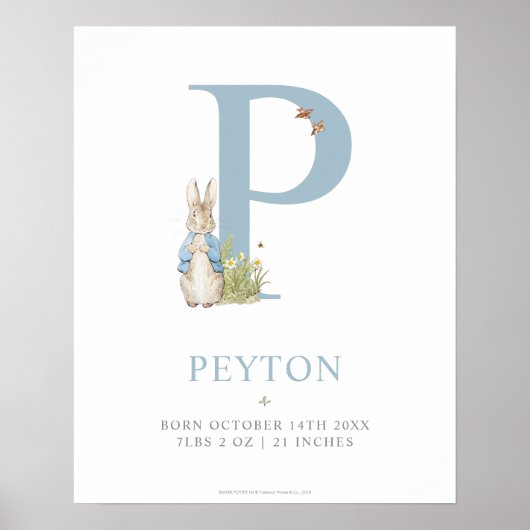 Peter Rabbit | Personalisierter Buchstabe P Poster (Vorne)