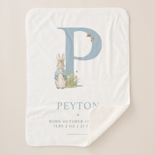 Peter Rabbit | Personalisierter Buchstabe P Sherpadecke (Vorderseite)