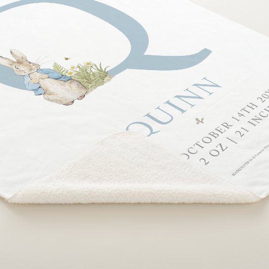 Peter Rabbit | Personalisierter Buchstabe Q Sherpadecke (3/4)