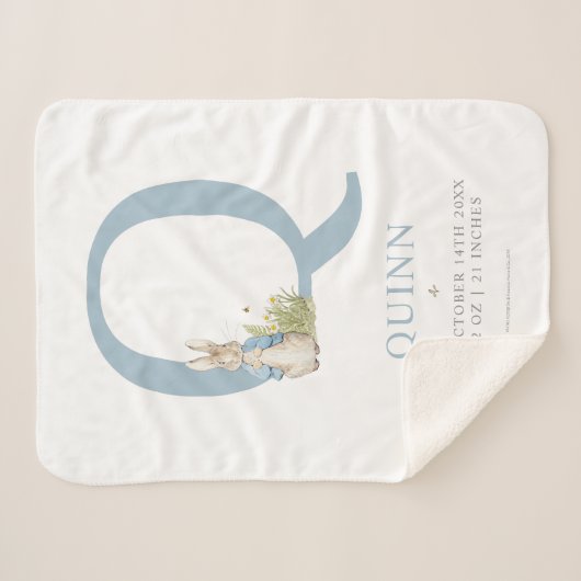Peter Rabbit | Personalisierter Buchstabe Q Sherpadecke (Vorderseite (Horizontal))