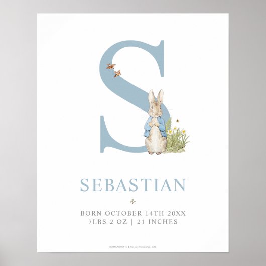 Peter Rabbit | Personalisierter Buchstabe S Poster (Vorne)