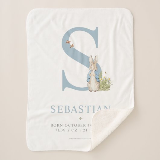 Peter Rabbit | Personalisierter Buchstabe S Sherpadecke (Vorderseite)