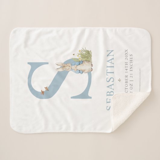 Peter Rabbit | Personalisierter Buchstabe S Sherpadecke (Vorderseite (Horizontal))