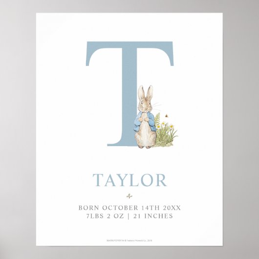 Peter Rabbit | Personalisierter Buchstabe T Poster (Vorne)