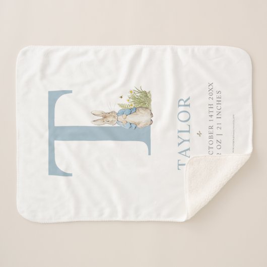 Peter Rabbit | Personalisierter Buchstabe T Sherpadecke (Vorderseite (Horizontal))