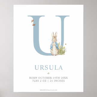 Peter Rabbit | Personalisierter Buchstabe U Poster