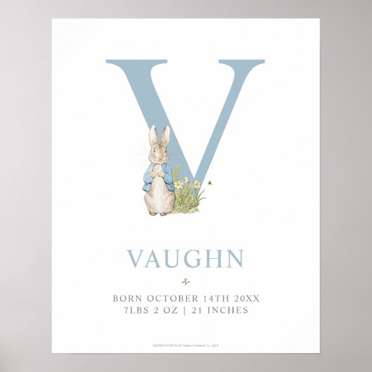 Peter Rabbit | Personalisierter Buchstabe V Poster (Vorne)