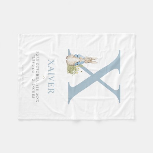 Peter Rabbit | Personalisierter Buchstabe X Fleecedecke (Vorderseite (Horizontal))