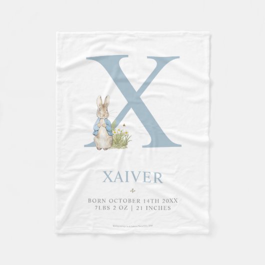 Peter Rabbit | Personalisierter Buchstabe X Fleecedecke (Vorderseite)