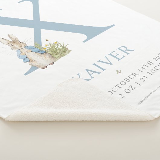 Peter Rabbit | Personalisierter Buchstabe X Sherpadecke (3/4)