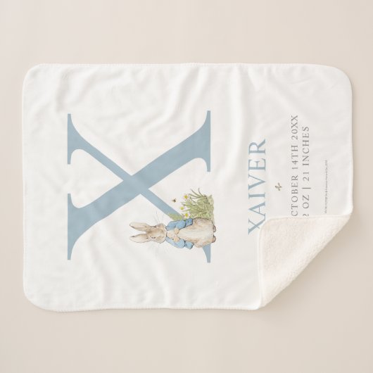 Peter Rabbit | Personalisierter Buchstabe X Sherpadecke (Vorderseite (Horizontal))