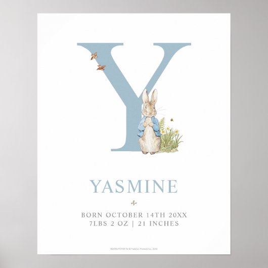Peter Rabbit | Personalisierter Buchstabe Y Poster (Vorne)