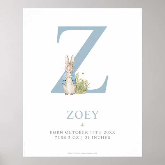 Peter Rabbit | Personalisierter Buchstabe Z Poster (Vorne)