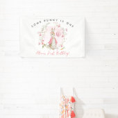 Peter Rabbit Pink 1st Birthday Some Bunny is ONE Banner (InSitu)