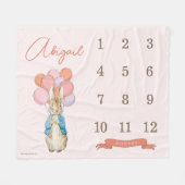 Peter Rabbit | Pink Baby Girl 12 Monate Milestone Fleecedecke (Vorderseite (Horizontal))