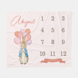Peter Rabbit   Pink Baby Girl 12 Monate Milestone Fleecedecke