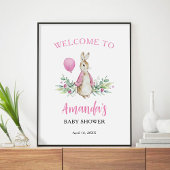 Peter Rabbit Pink Begrüßungszeichen Poster