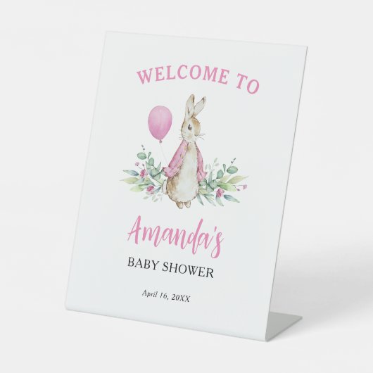 Peter Rabbit Pink Begrüßungszeichen Sockelschild (Vorderseite)