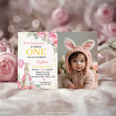 Peter Rabbit Pink Birthday Foto Einladung