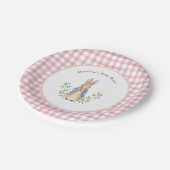 Peter Rabbit Pink Gingham Baby Shower Pappteller (Schrägansicht)