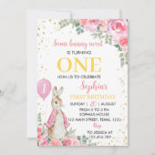 Peter Rabbit Pink Girl Einladung zum Geburtstag (Vorderseite)