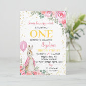 Peter Rabbit Pink Girl Einladung zum Geburtstag (Stehend Vorderseite)