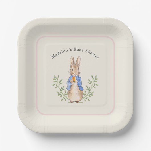 Peter Rabbit Pink Ivory Vintag Baby Dusche Pappteller (Vorderseite)