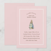 Peter Rabbit Pink Vintag Baby Dusche Einladung (Vorne/Hinten)