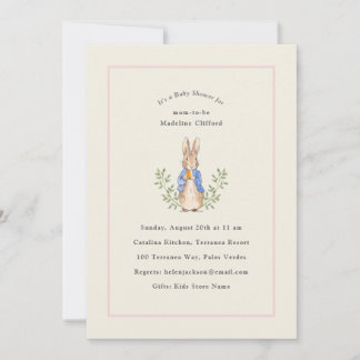 Peter Rabbit Pink Vintag Baby Dusche Einladung
