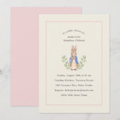 Peter Rabbit Pink Vintag Baby Dusche Einladung (Vorne/Hinten)