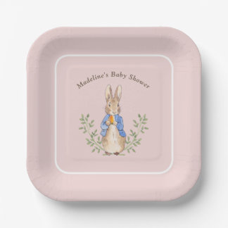 Peter Rabbit Pink Vintag Baby Dusche Pappteller