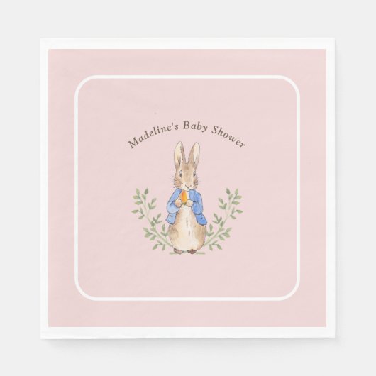 Peter Rabbit Pink Vintag Baby Dusche Serviette (Vorderseite)