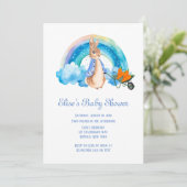 Peter Rabbit Rainbow Carrots Boy Baby Shower Einladung (Stehend Vorderseite)